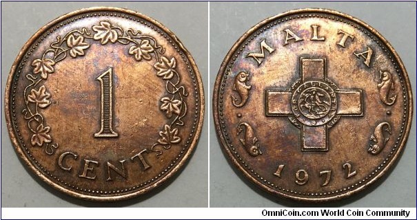 1 Cent (State of Malta / Queen Elizabeth II // Bronze 7.15g) 