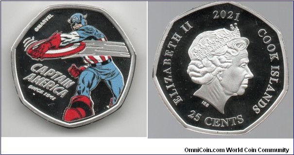 2021 Cook Islands 25c Captain America, Super Soldier