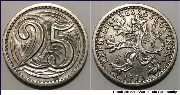 25 Haleru (1st Republic of Czechoslovakia // Copper-Nickel)
