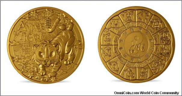 1/4 Euro Chinese Horoscope year of the Tiger 