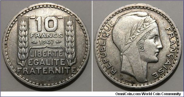 10 Francs (4th French Republic // Copper-Nickel) 