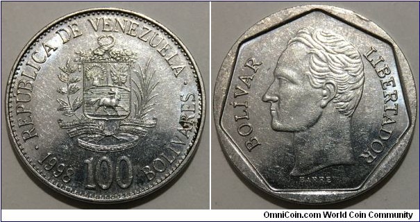 100 Bolivares (4th Republic of Venezuela // Nickel clad Steel) 