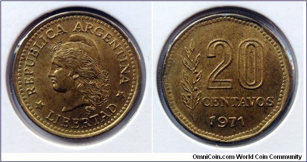 Argentina 20 centavos.
1971