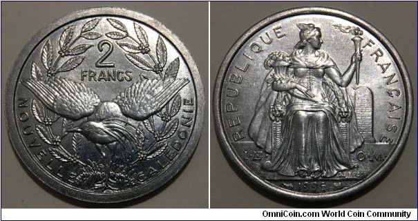 2 Francs (New Caledonia - French Overseas Territory // Aluminium / Mintage: 400.000 pcs) 