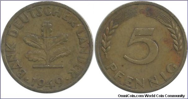 Germany-BDL 5 Pfennig 1949F