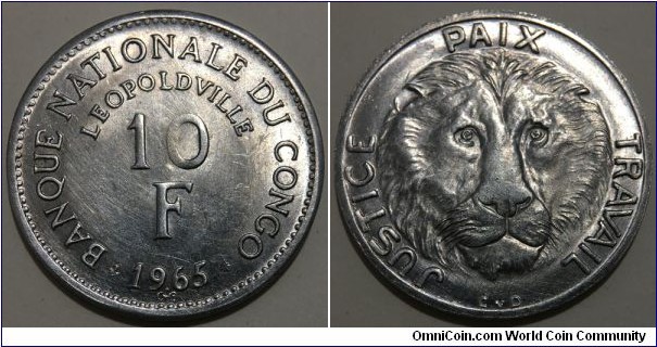 10 Francs (Democratic Republic of the Congo // Aluminium)