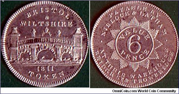 Bristol 1811 6 Pence.

Niblock & Latham.