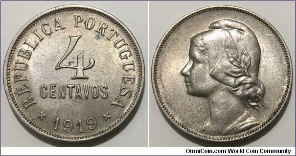 4 Centavos (1st Portuguese Republic // Copper-Nickel) 