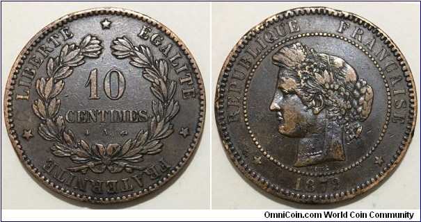 10 Centimes (3rd French Republic // Bronze 10g / Mintage: 822.735 pcs)   
