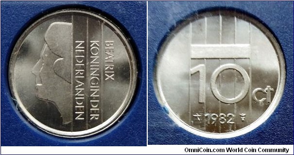 Netherlands 10 cents from 1982 annual coin set.