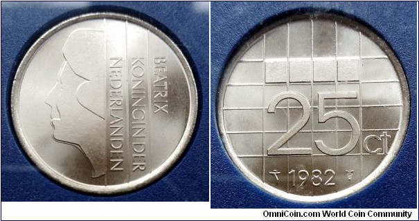 Netherlands 25 cents from 1982 annual coin set.