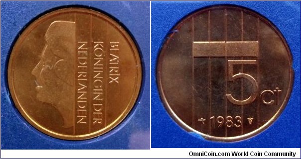 Netherlands 5 cents from 1983 annual coin set.