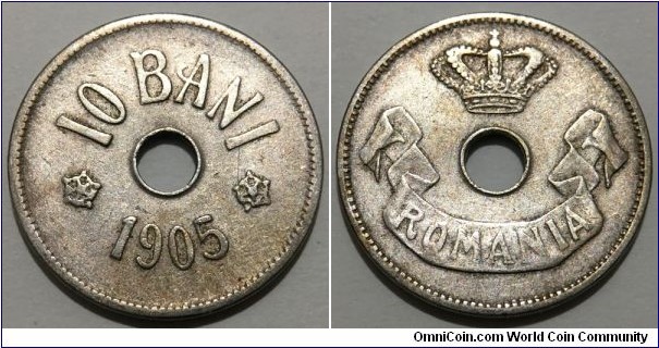 10 Bani (Kingdom of Romania / King Carol I // Copper-Nickel) 
