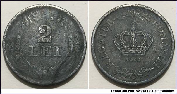 2 Lei (Kingdom of Romania / King Mihai I - 2nd reign // Zinc 3.2g)