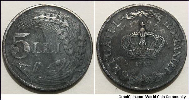 5 Lei (Kingdom of Romania / King Mihai I - 2nd reign // Zinc 4.5g)