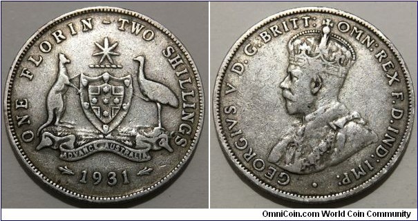 1 Florin / 2 Shillings (British Empire / Commonwealth of Australia / King George V // SILVER 0.925 / 11.31g / ⌀28.5mm) 