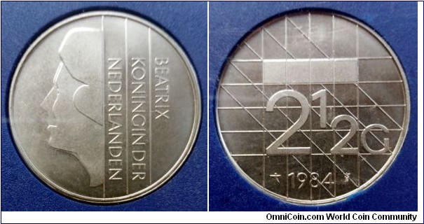 Netherlands 2 1/2 gulden from 1984 annual coin set.