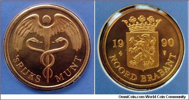 Netherlands - Mint token from 1990 annual coin set. Coat of arms of North Brabant province on reverse.
