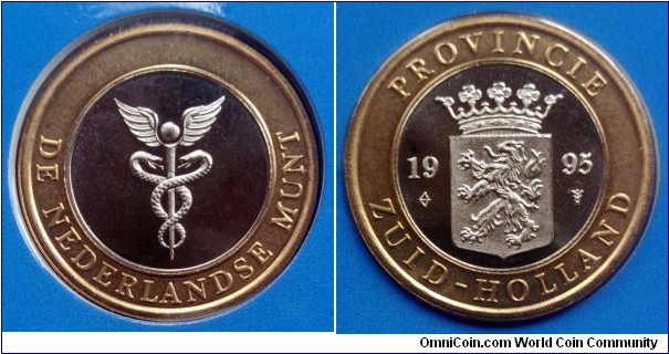 Netherlands - Bimetallic mint token from 1995 annual coin set. Coat of arms of South Holland province on reverse.
