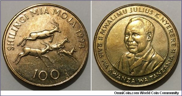 100 Shilingi (United Republic of Tanzania // Brass plated Steel) 