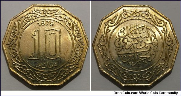 10 Dinars (People's Democratic Republic of Algeria // Aluminium-Bronze)