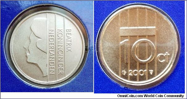 Netherlands 10 cents from 2001 annual coin set.