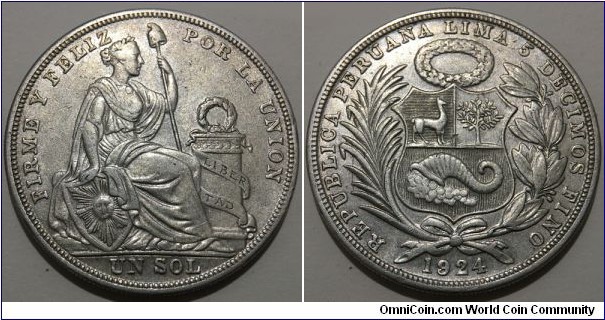 1 Sol (Republic of Peru // SILVER 0.500 / 25g / ⌀37mm) 