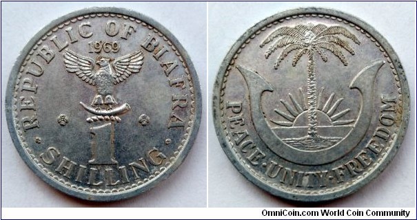 Biafra 1 shilling.
1969, Second piece in my collection.