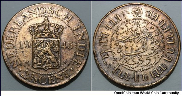 2½ Cents (Dutch East Indies / Queen Wilhelmina // Brass 12.5g) 
