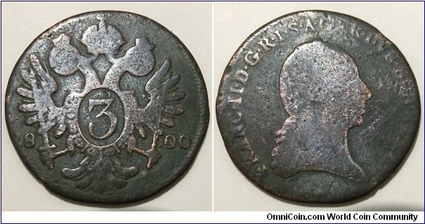 3 Kreuzer (Archduchy of Austria / Emperor Francis II // Copper 8.75g)