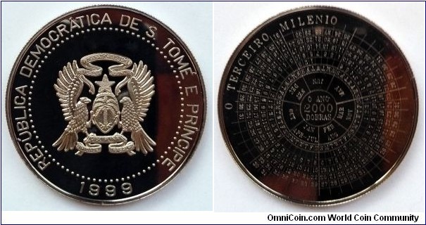 Sao Tome and Principe 2000 dobras. 1999, Third Millennium - Calendar.