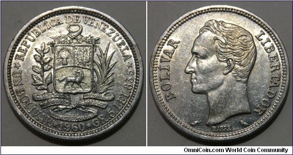 1 Bolivar (4th Republic of Venezuela // SILVER 0.835 / 5g / ⌀23mm) 