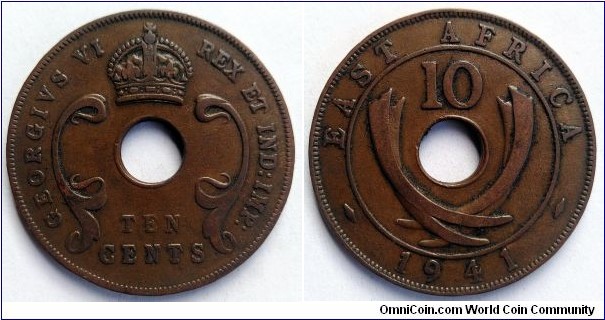 East Africa 10 cents.
1941, George VI.