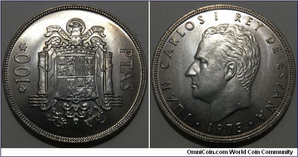 100 Pesetas (Kingdom of Spain / King Juan Carlos I / 1976 Issue // Copper-Nickel 75-25) 