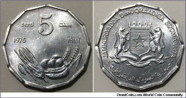 5 Senti (Somali Democratic Republic / FAO // Aluminium-Magnesium)