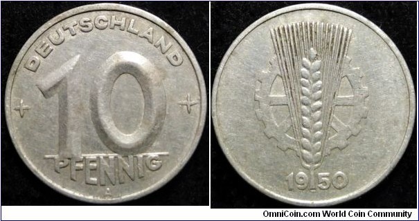 East Germany 10 pfennig. 1950 A