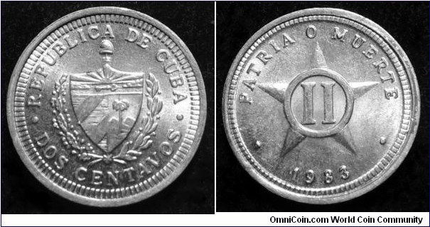 Cuba 2 centavos.
1983, Minted at Leningrad. KM#104.1