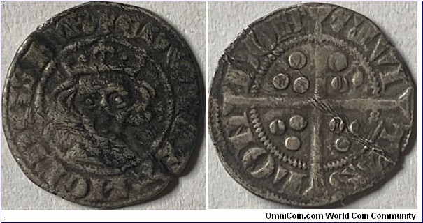 extremely rare class 1c/d mule of Edward I penny, only one known in the British museum