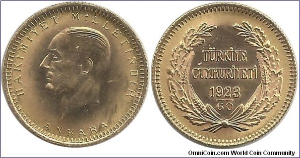Türkiye 1 Ata(Gold) Lira 1973 -Atatürk-