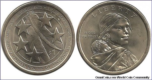 USA Native American $1 2021D Native Americans in the U.S. Military