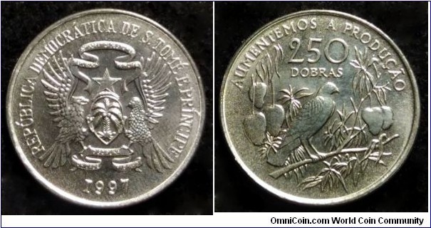 Sao Tome & Principe.
250 dobras. 1997, F.A.O.