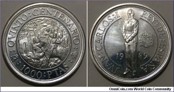 1000 Pesetas (Kingdom of Spain / King Juan Carlos I / 5th Centennial of the Discovery of America - Granada // SILVER 0.925 / 13.5g / ⌀33mm / Low Mintage: 57.000 pcs) 