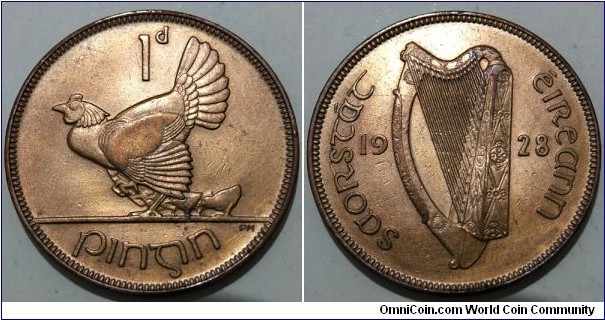 1 Pingin (Irish Free State / Bronze 9.45g) 