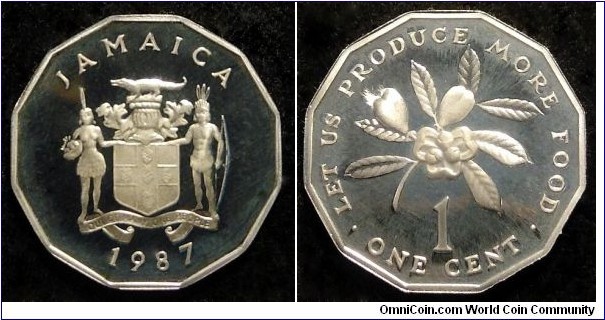 Jamaica 1 cent.
1987, F.A.O. Proof.