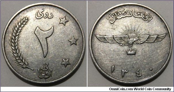 2 Afghanis (Kingdom of Afghanistan / King Muhammed Zahir Shah // Nickel clad Steel)