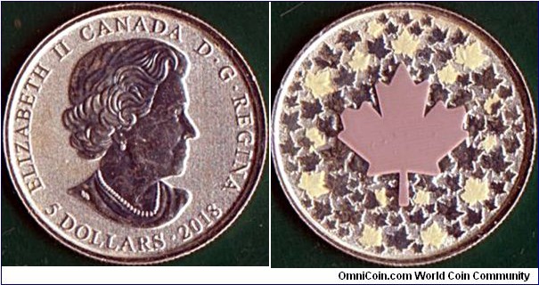 Canada 2018 5 Dollars.

Maple Leaf.