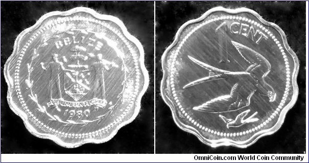 Belize 1 cent. 1980, Franklin Mint. Special uncirculated variety. Mintage: 761 pcs.
