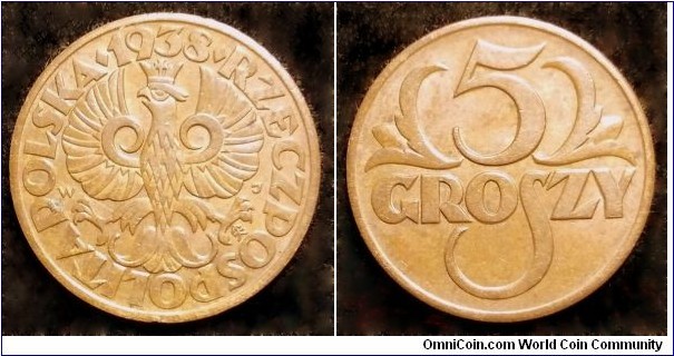 Poland 5 groszy.
1938 (VII)