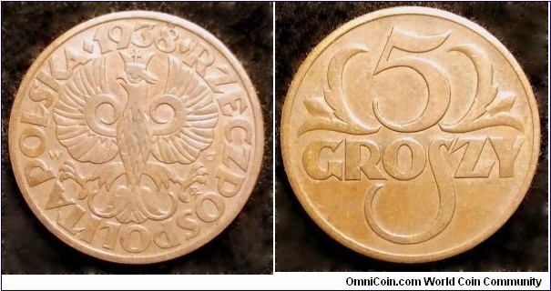 Poland 5 groszy.
1938 (VIII)