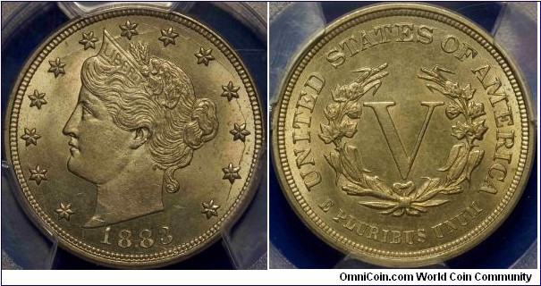 PCGS MS64 1883 V nickel
